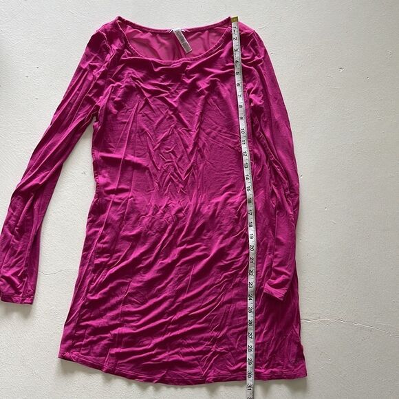 BCBG Generation magenta fuchsia pink long sleeve scoop neck tunic dress small - Picture 6 of 9